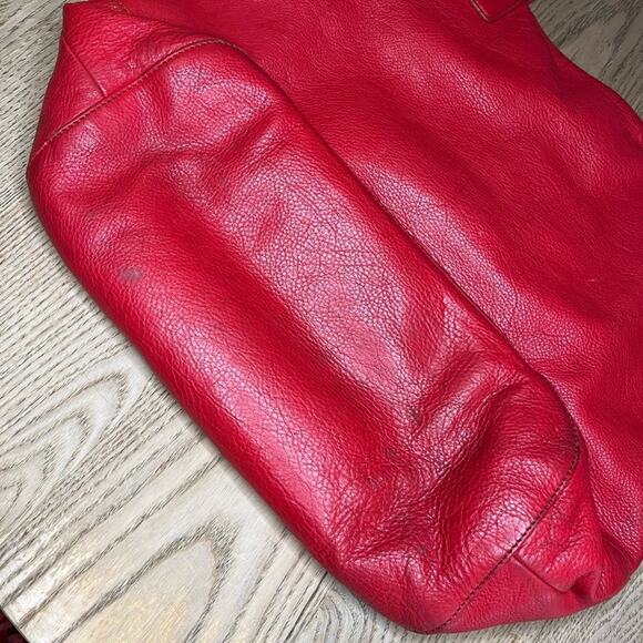 Tory Burch Michelle Tote Large Cherry Red Shoulder Bag Purse - Picture 7 of 15